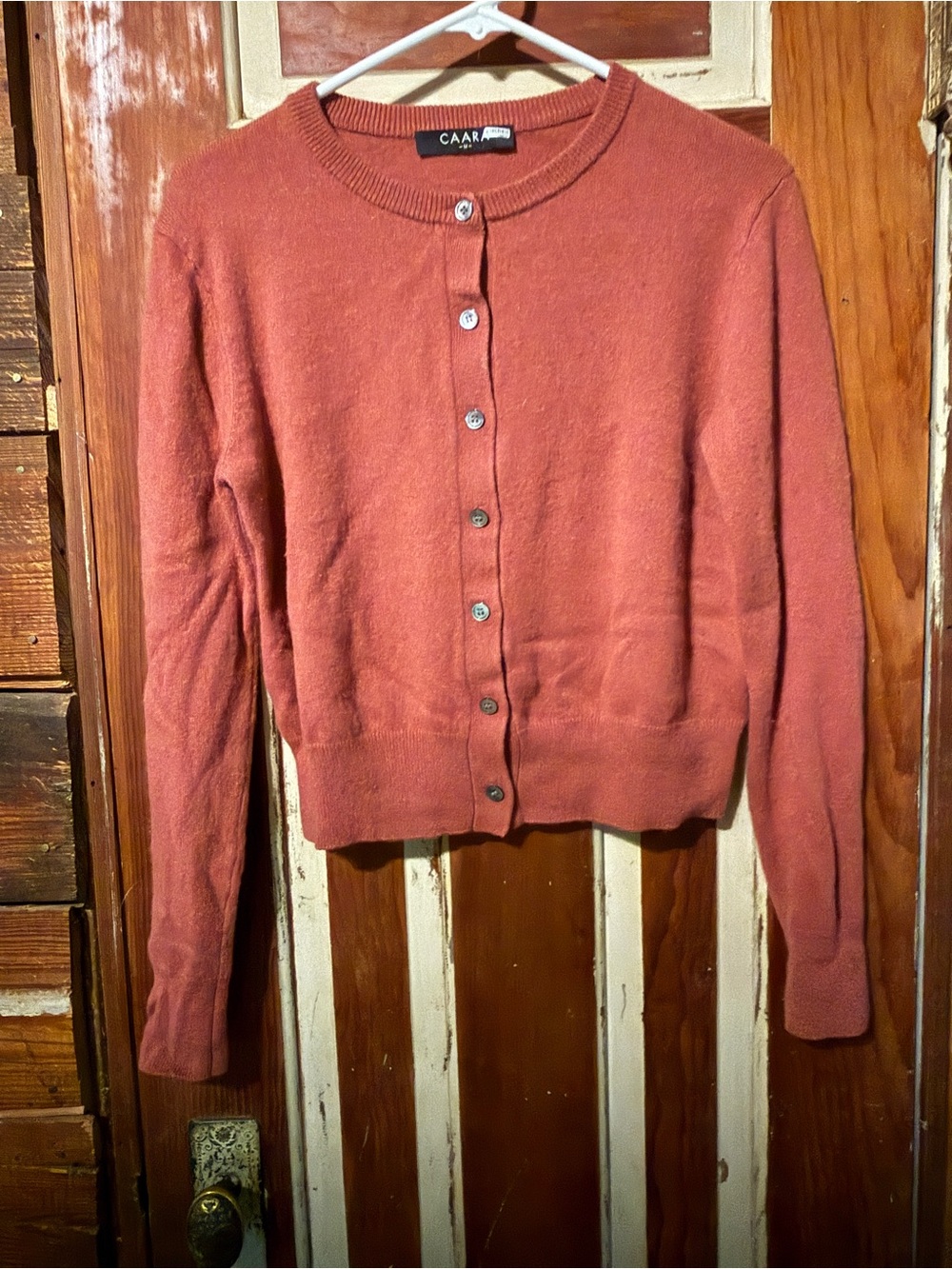 CAAR Dusty Rose Button-Front Crewneck Cardigan